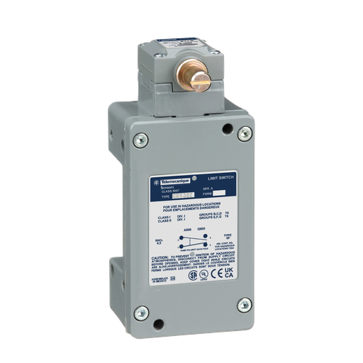 Product image for TES 9007CR53B2 limit switch, 9007C, rotary lever arm head, standard pretravel, spring return, 1 NO and 1 NC, NEMA 7 and 9