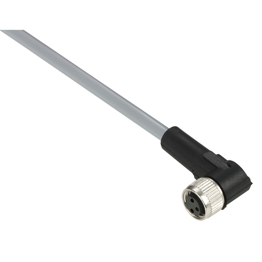 Product image for TES XZCPV0666L5 Pre wired connectors XZ, elbowed female, M8, 3 pins, cable PVC 5 m