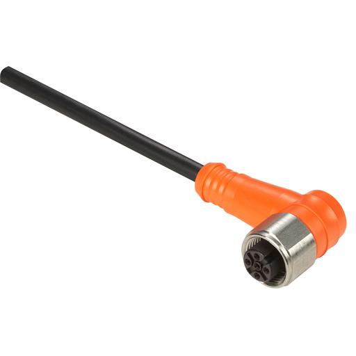 Product image for TES XZCPA1164L5 Pre wired connectors XZ, elbowed female, M12, 5 pins, cable PVC 5 m