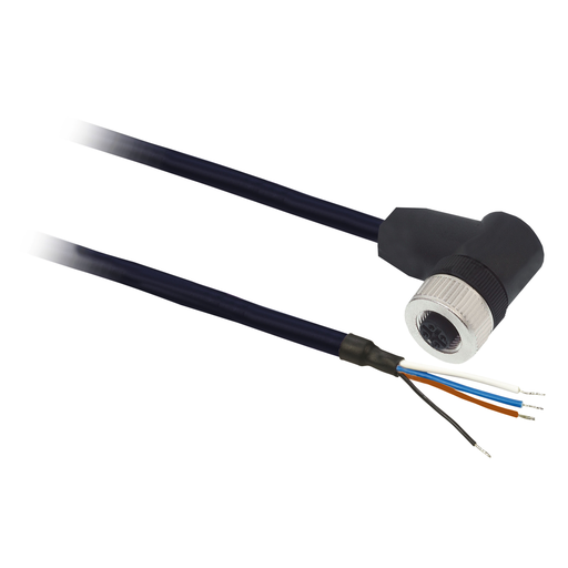 Product image for TES XZCPB1241L5 Pre wired connectors XZ, elbowed female, M12 4 pins, shielded cable PUR 5 m