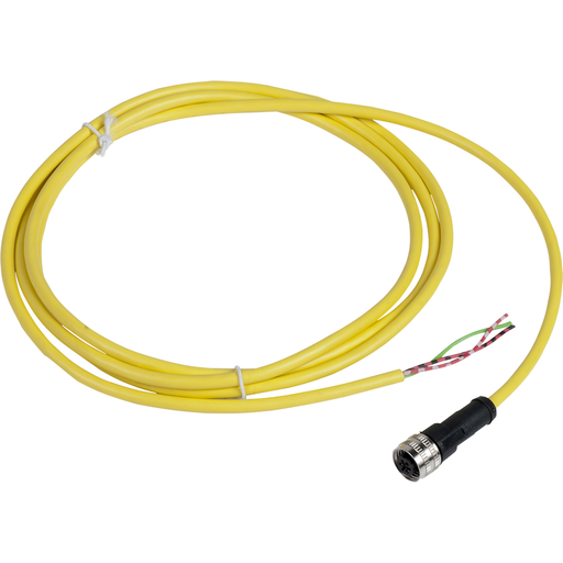 Product image for TES XZCPV1865L2 Pre wired connectors XZ, straight female, 1/2"20 UNF, 3 pins, cable PVC 2 m