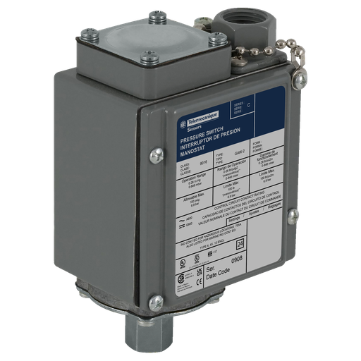 TES 9016GAW2 Electromechanical vacuum switch, 9016G, adjustable scale, 2 thresholds, Set 0 to 25 InHg Product image for TES 9016GAW2 Electromechanical vacuum switch, 9016G, adjustable scale, 2 thresholds, Set 0 to 25 InHg