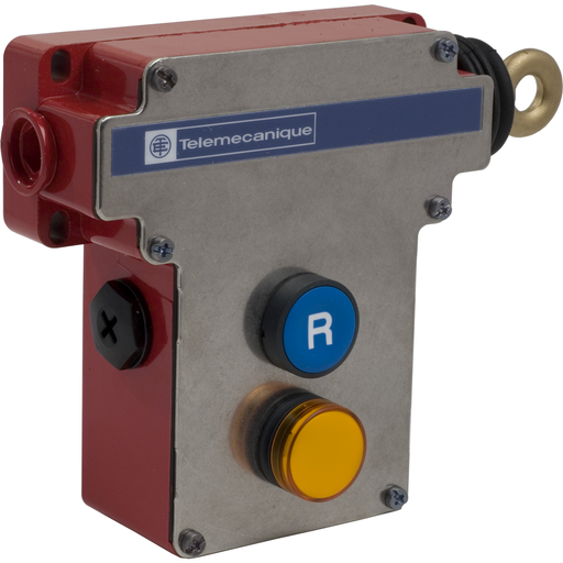 Product image for TES XY2CE1A196 Latching emergency stop rope pull switch, TES rope pull switches XY2C, trip wire cable 300 VAC 10 A XY2CE