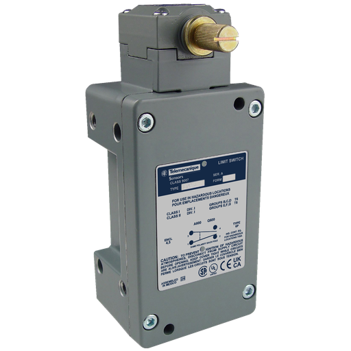 Product image for TES 9007CR53C NEMA limit switch, 9007C, heavy duty, standard, maintained contact lever, 10A, 600V, 1NO/1NC, NEMA 7/9