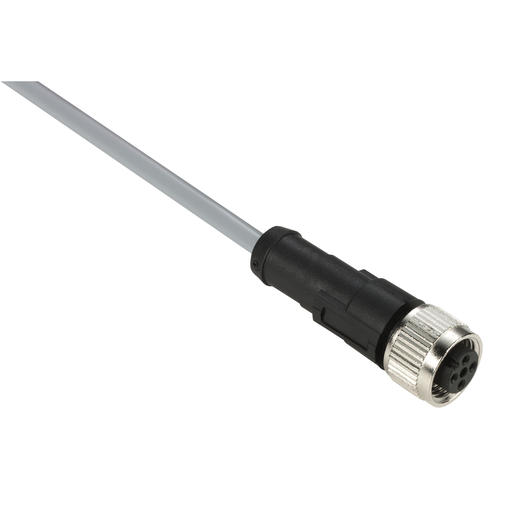 Product image for TES XZCPV1164L5 Pre wired connectors XZ, straight female, M12, 5 pins, cable PVC 5 m