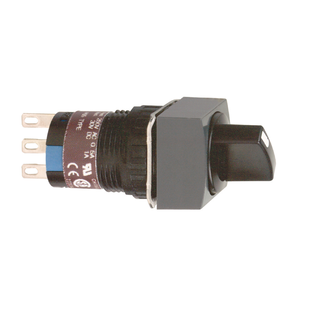 Mayer-DDS-Monolithic selector switch, Harmony XB6E, square black Ø 16 projecting handle 2 positions 2CO-1