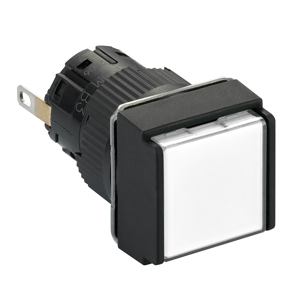 Mayer-DDS-Monolithic pilot light, Harmony XB6E, square Ø 16, IP65, white, integral LED 24VDCpolarised, connector-1