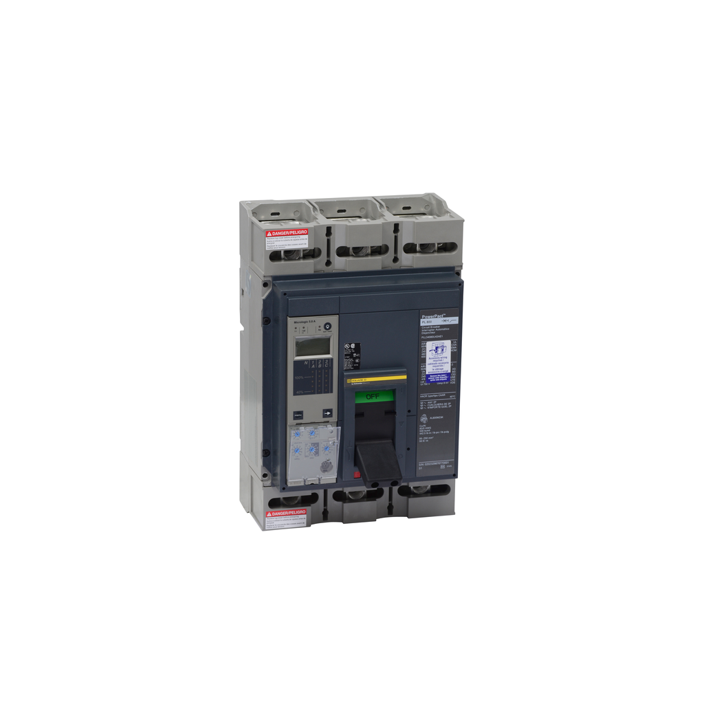 Mayer-DDS-Circuit breaker, PowerPacT P, 800A, 3 pole, 600VAC, 25kA, lugs, Micrologic 5.0A, 80%-1