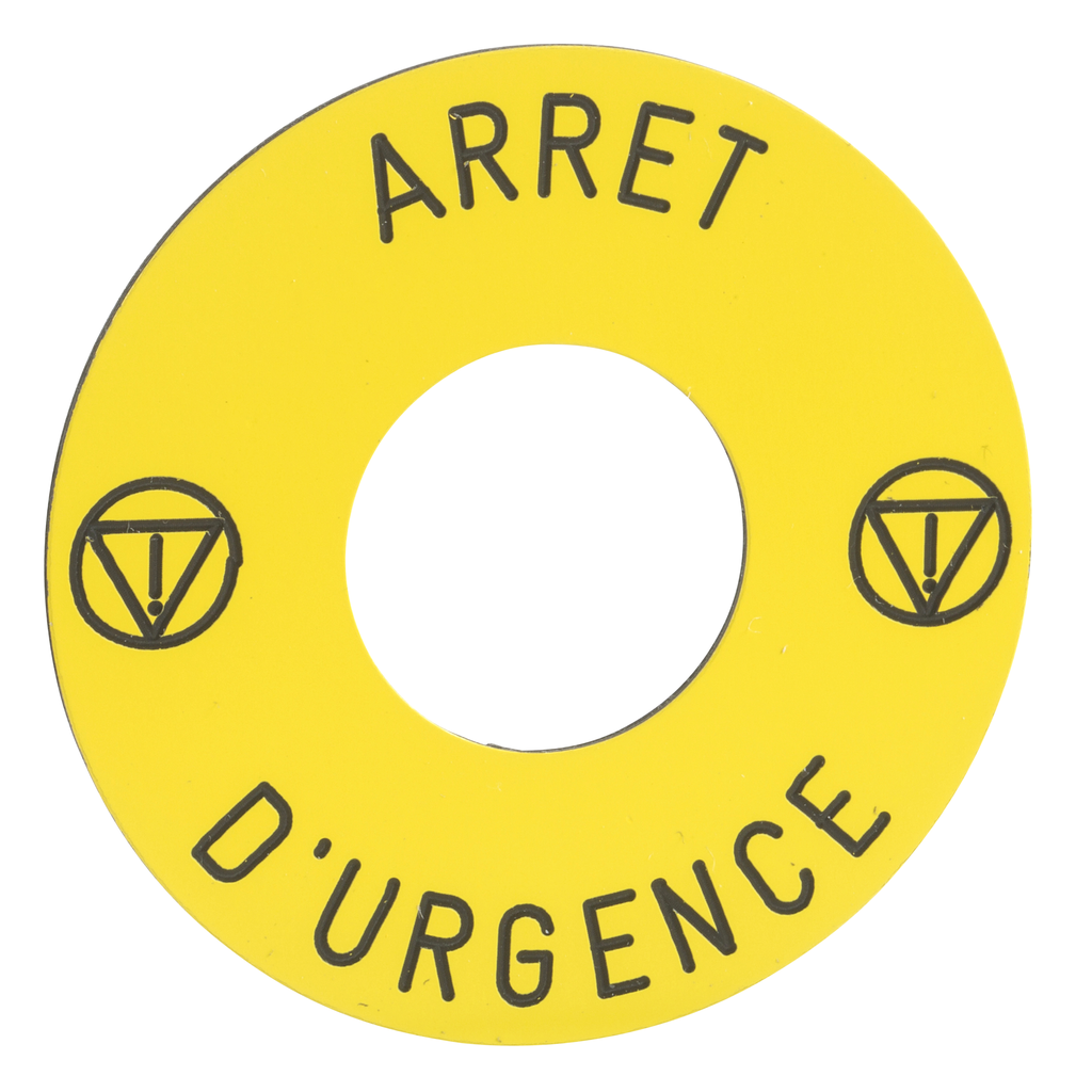 Mayer-DDS-Harmony XB6, marked legend Ø 45 for emergency stop pushbutton, ARRET D'URGENCE-1