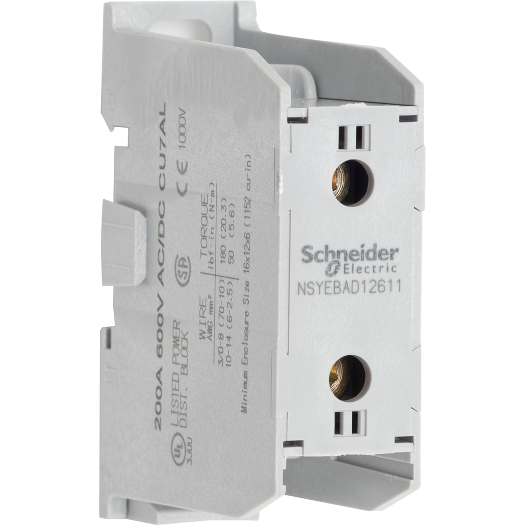 Mayer-DDS-Power distribution block, Linergy, enclosed, 200A CU, 600 V, 1 line side lug, 1 load side lug, CU lug, rail mount-1
