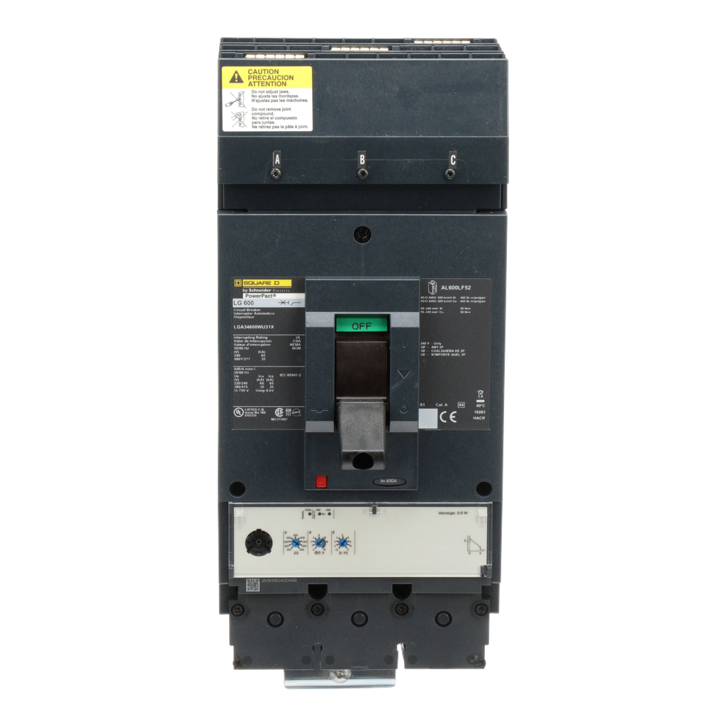 Mayer-DDS-Circuit breaker, PowerPacT L, 600A, 3 pole, 480VAC, 35kA, I-Line, MicroLogic 3.3, 80%, ABC, mission critical-2
