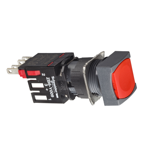 Mayer-DDS-Complete push button, Harmony XB6, red square flush pushbutton Ø 16 spring return 1NO+1NC unmarked-1