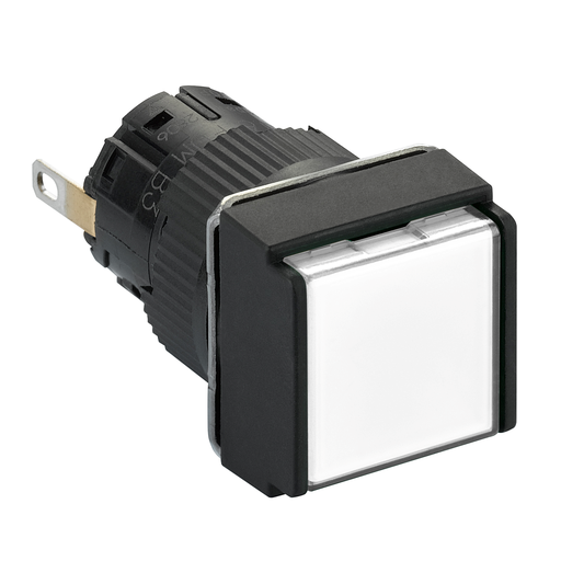 Mayer-DDS-Monolithic pilot light, Harmony XB6E, square Ø 16, IP65, white, integral LED 24VDCpolarised, connector-1