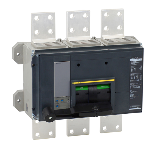 Mayer-DDS-Circuit breaker, PowerPacT R, 1000A, 3 pole, 600VAC, 18kA, busbar, Micrologic 3.0, 80%-1