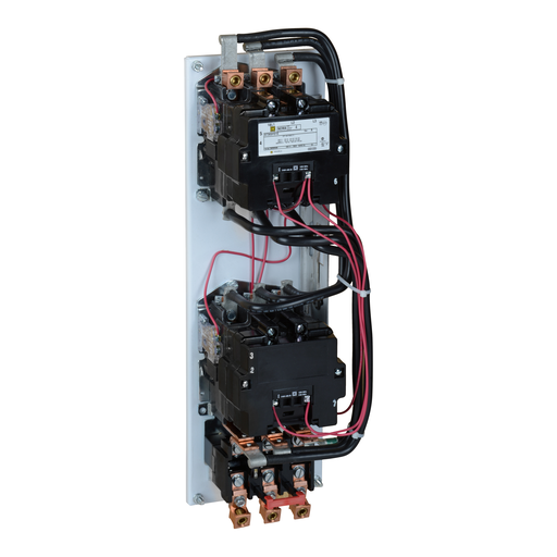 Mayer-DDS-NEMA starter, Type S, reversing, vertical, Size 4, 135A, 100HP at 575VAC, 10kA SCCR, 3 phase, 3 pole, melting alloy overload, 120VAC coil, open-1