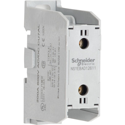 Mayer-DDS-Power distribution block, Linergy, enclosed, 200A CU, 600 V, 1 line side lug, 1 load side lug, CU lug, rail mount-1