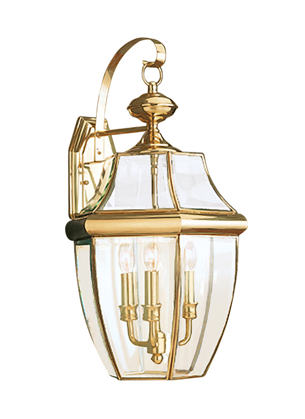 Product image for Lancaster 3 Light Wall Lantern - Polished Brass