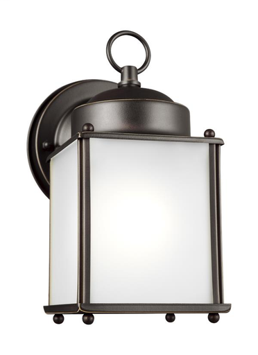 Product image for New Castle 1 Light Wall Lantern - Antique Bronze w/ Satin Etched Glass