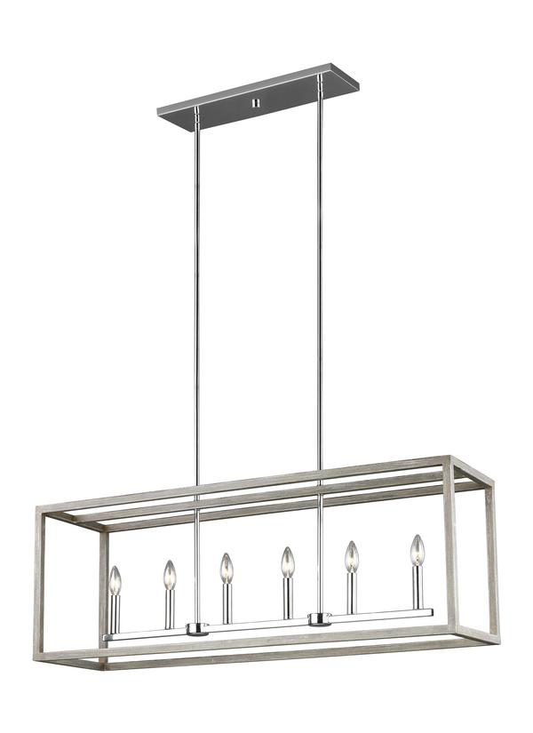 Product image for Moffet Street 6 Light LED Island Pendant - Washed Pine