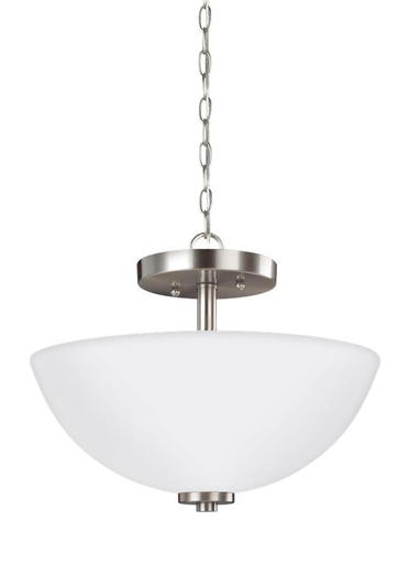 Product image for Oslo 2 Light LED Convertible Semi-Flush/Pendant - Brushed Nickel
