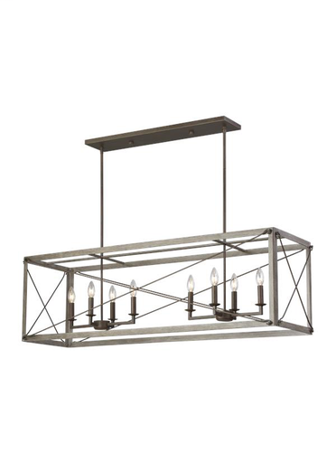 Product image for Thornwood 8 Light Island Pendant - Washed Pine/Weathered Iron