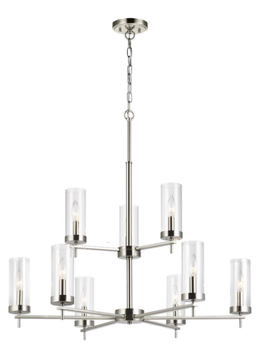 Product image for Zire 9 Light LED Chandelier - Brushed Nickel