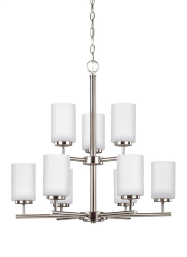 Product image for Oslo 9 Light LED Chandelier - Brushed Nickel