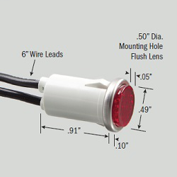 SEL SL53215-5-BG INDICATOR LIGHT, INCAN, 1/2" OD, FLUSH RED LENS, 28 VOLT 7K HRS LAMP