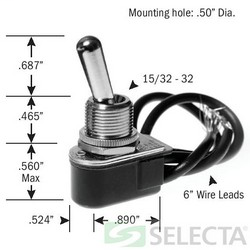 Toggle Switch, SPST, ON-OFF, 10 Amp 125V Toggle Switch, SPST, ON-OFF, 10 Amp 125V