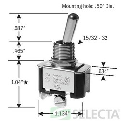 Selecta Products SS206S-BG 125/250 VAC 20/10 Amp 1-Pole Maintained Toggle Switch Selecta Products SS206S-BG 125/250 VAC 20/10 Amp 1-Pole Maintained Toggle Switch