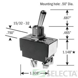 SELECTA-SW SS207-7A-BG 20A 125V DPST MAINTAINED TOGGLE SWITCH SCREW TERMINALS SELECTA-SW SS207-7A-BG 20A 125V DPST MAINTAINED TOGGLE SWITCH SCREW TERMINALS