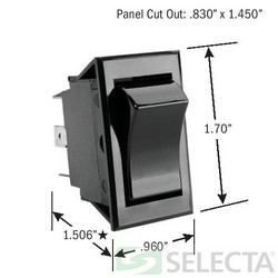 Selecta Products SS1105-BG 125 to 277 VAC 20 Amp DPDT Rocker Switch Selecta Products SS1105-BG 125 to 277 VAC 20 Amp DPDT Rocker Switch