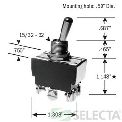 SELECTA-SW SS208R-BG 20A 125V DPDT MAINTAINED TOGGLE SWITCH SCREW TERMINALS SELECTA-SW SS208R-BG 20A 125V DPDT MAINTAINED TOGGLE SWITCH SCREW TERMINALS
