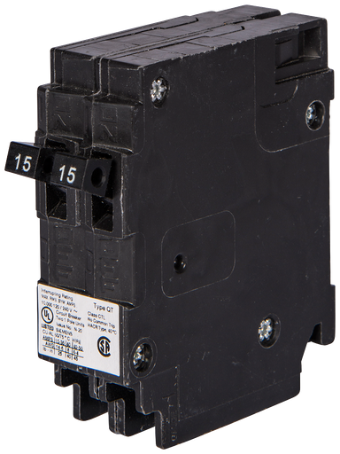 Product image for Siemens MP1515 1-Pole 120 VAC 15 Amp 10 kA Plug-In Duplex Circuit Breaker