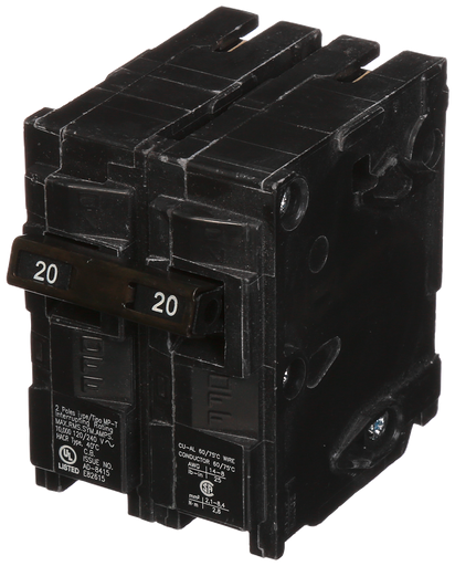Product image for Siemens MP220 2-Pole 120/240 VAC 20 Amp 10 kA Plug-In Common Trip Circuit Breaker