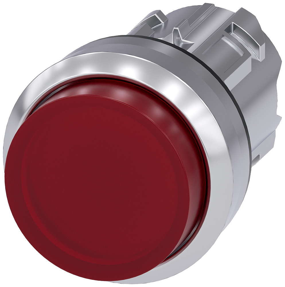 Product image for Siemens 3SU10510BB200AA0 22 mm Red Metal Momentary Raised Illuminated Push Button