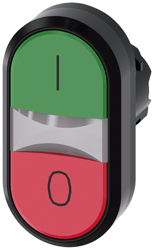 Product image for Siemens 3SU10003AB420AK0 22 mm IP66/67/69 Green/Red Plastic Twin/Flat Momentary Push Button