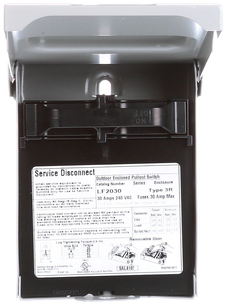 Siemens LF2030 Talon 240 Volt 30 Amp Fused Air Conditioning Disconnect Cooper Electric
