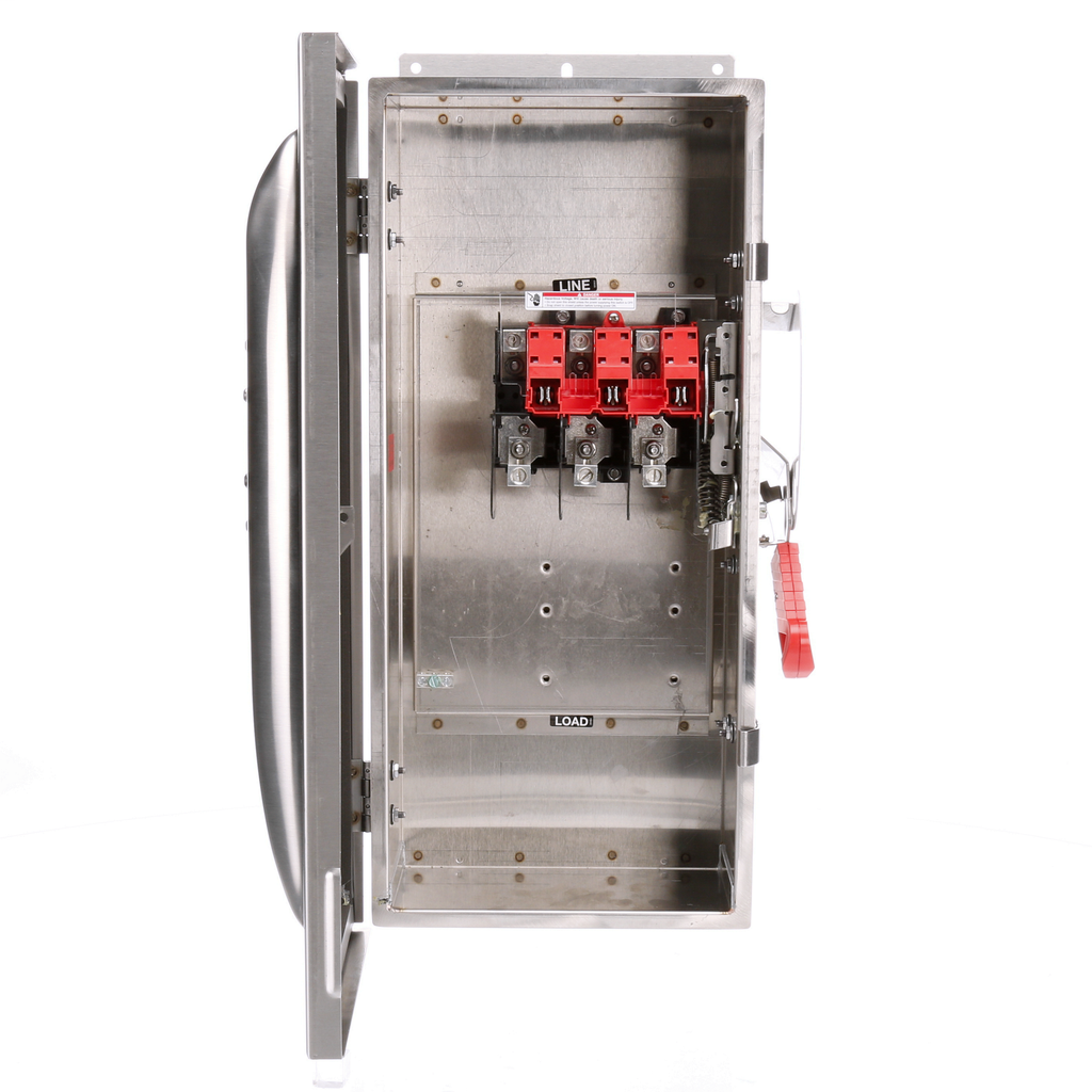 Siemens Industry HNF363SW 240/480/600 VAC 250/600 VDC 100 Amp 3-Pole 3-Wire NEMA 4/4X Heavy Duty Non-Fusible Safety Switch Siemens Industry HNF363SW 240/480/600 VAC 250/600 VDC 100 Amp 3-Pole 3-Wire NEMA 4/4X Heavy Duty Non-Fusible Safety Switch