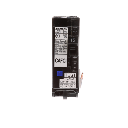 Product image for Siemens MP115DF 15 Amp Dual Function Plug-On Arc Fault or Ground Fault Circuit Breaker
