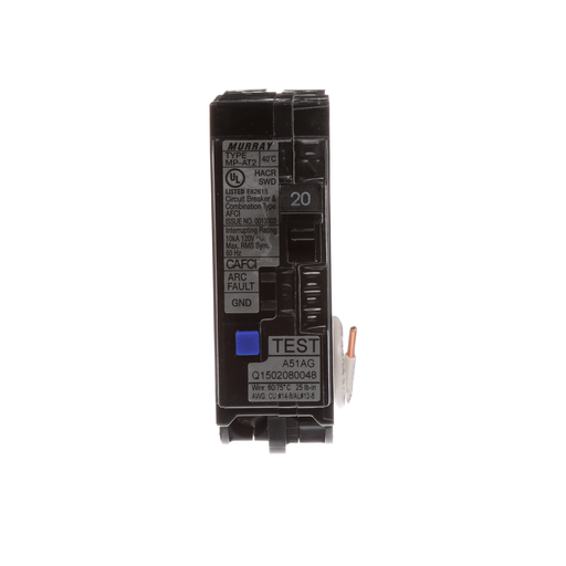 Product image for Siemens MPA120AFC 1-Pole 20 Amp 120 VAC 10 kA Combination Plug-In Arc Fault Circuit Interrupter