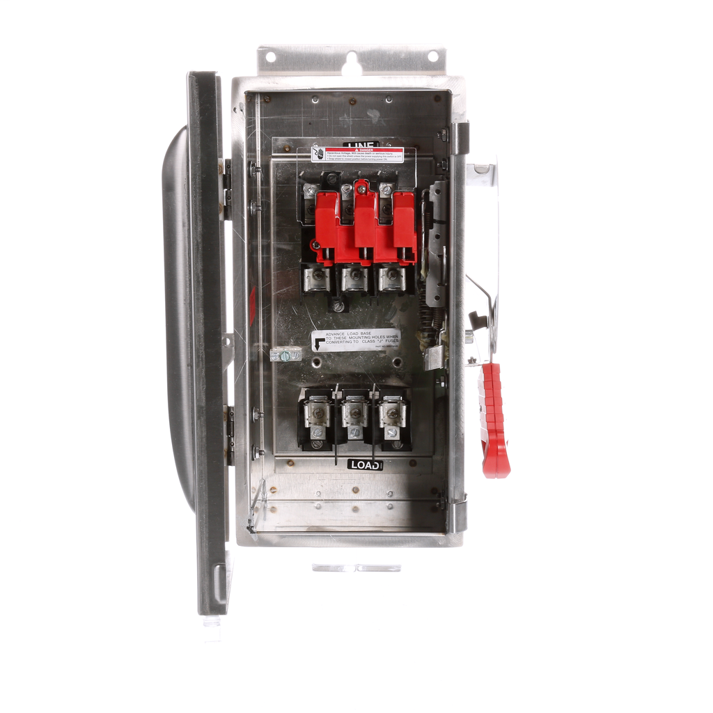 Siemens Industry HF361S 480/600 VAC 250 VDC 30 Amp 3-Pole 3-Wire NEMA 4/4X Heavy Duty Fusible Safety Switch Siemens Industry HF361S 480/600 VAC 250 VDC 30 Amp 3-Pole 3-Wire NEMA 4/4X Heavy Duty Fusible Safety Switch