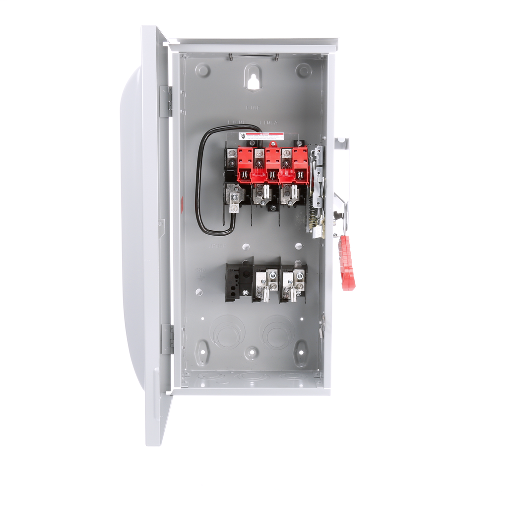 Siemens Industry HF263R 480/600 VAC 250/600 VDC 100 Amp 2-Pole 2-Wire NEMA 3R Heavy Duty Fusible Safety Switch Siemens Industry HF263R 480/600 VAC 250/600 VDC 100 Amp 2-Pole 2-Wire NEMA 3R Heavy Duty Fusible Safety Switch