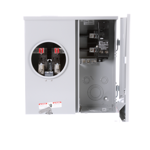 Product image for Siemens MM0202B1200 Combination Meter / Main, 120/240 VAC 1-Phase 3-Wire, 200A Meter Socket / 200A Main, 2-Circuit 22kA, 4-Jaw, No Bypass, Ring Cover, NEMA 3R