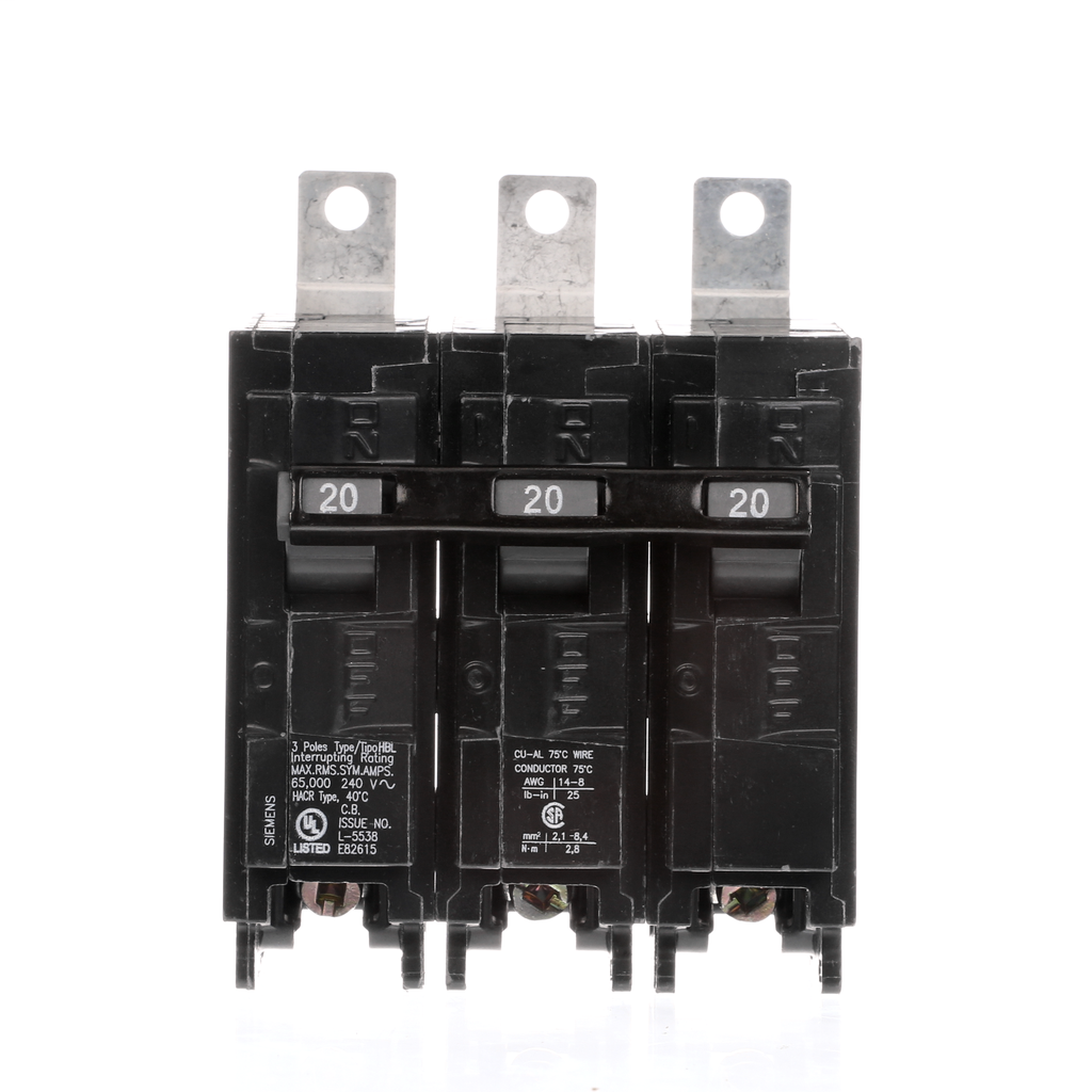 Siemens Industry B320HH 3-Pole 20 Amp 240 VAC 65 kA Bolt-On Molded Case Circuit Breaker Siemens Industry B320HH 3-Pole 20 Amp 240 VAC 65 kA Bolt-On Molded Case Circuit Breaker