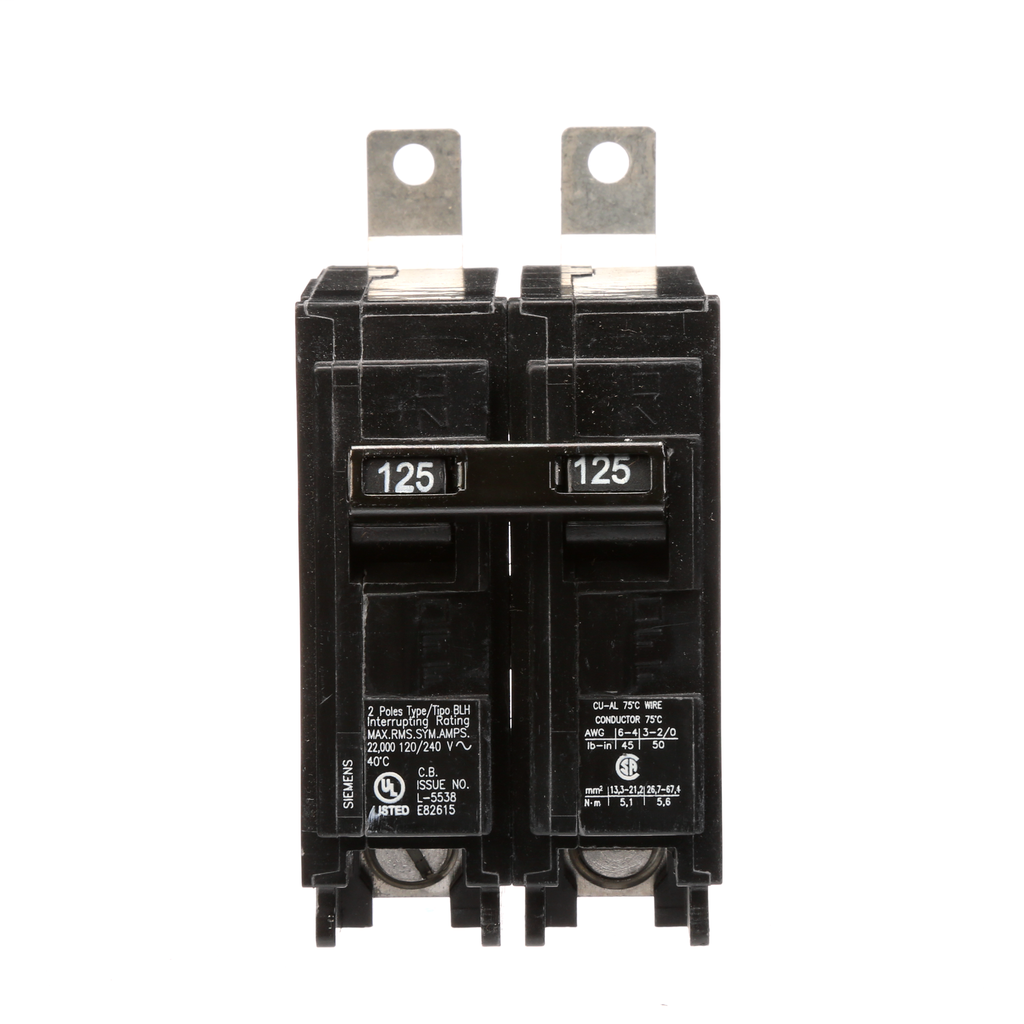 Siemens Industry B2125H 120 and 240 Volt 125 Amp 22 kaic 2-Pole Type BLH Circuit Breaker Siemens Industry B2125H 120 and 240 Volt 125 Amp 22 kaic 2-Pole Type BLH Circuit Breaker