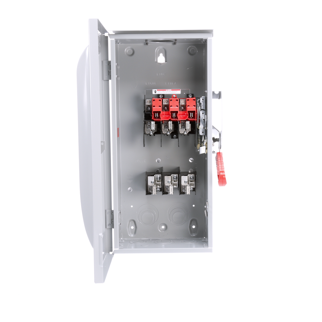 Siemens Industry HF363R 480/600 VAC 250/600 VDC 100 Amp 3-Pole 3-Wire NEMA 3R Heavy Duty Fusible Safety Switch Siemens Industry HF363R 480/600 VAC 250/600 VDC 100 Amp 3-Pole 3-Wire NEMA 3R Heavy Duty Fusible Safety Switch