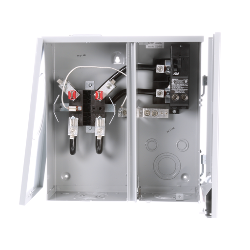 Product image for Siemens MM0202B1200RJB Combination Meter / Main, 120/240 VAC 1-Phase 3-Wire, 200A Meter Socket / 200A Main, 2-Circuit 22kA, 5-Jaw, Horn Bypass, Ringless Cover, NEMA 3R