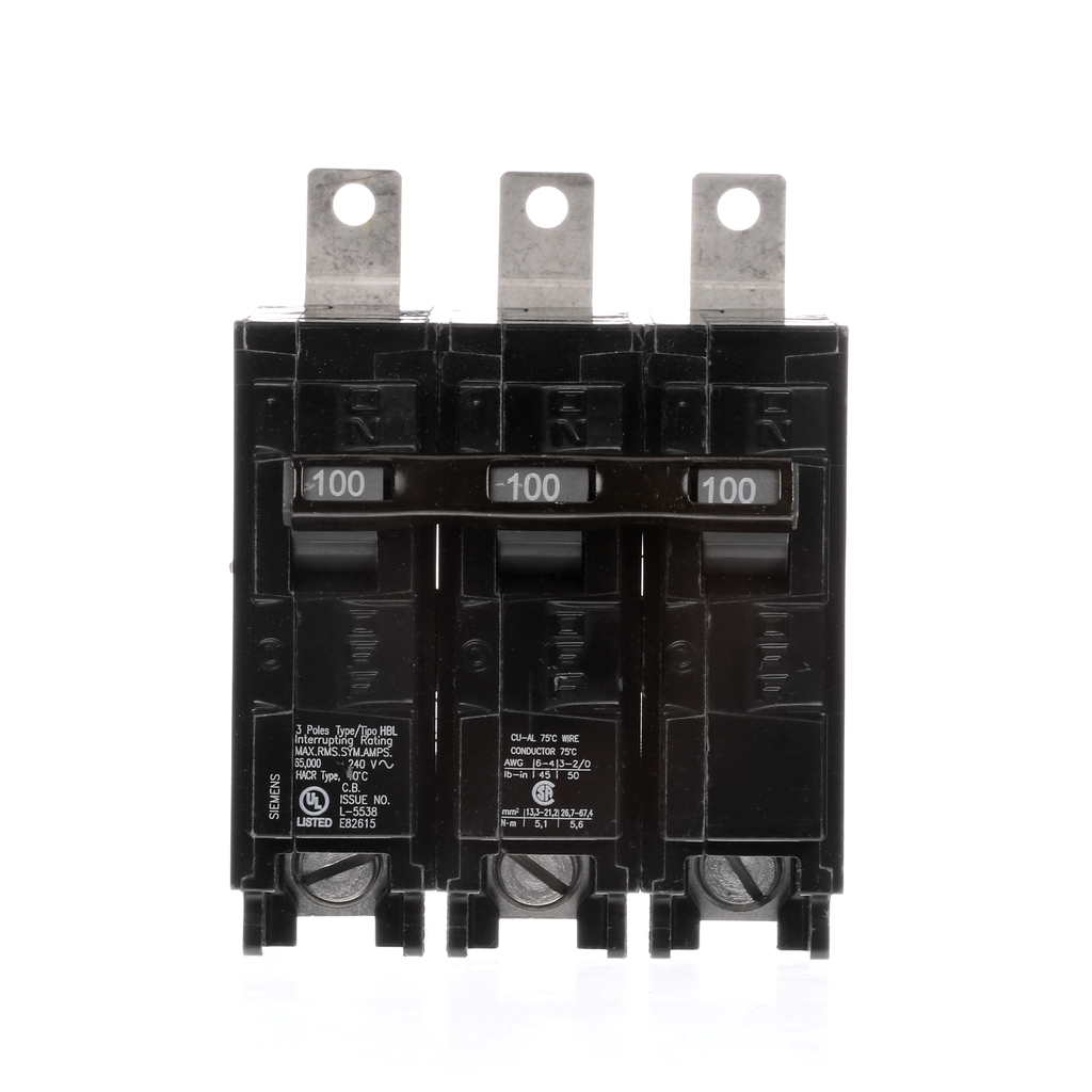 Siemens Industry B3100HH 3-Pole 100 Amp 240 Volt 65 kA Bolt-On Molded Case Circuit Breaker Siemens Industry B3100HH 3-Pole 100 Amp 240 Volt 65 kA Bolt-On Molded Case Circuit Breaker