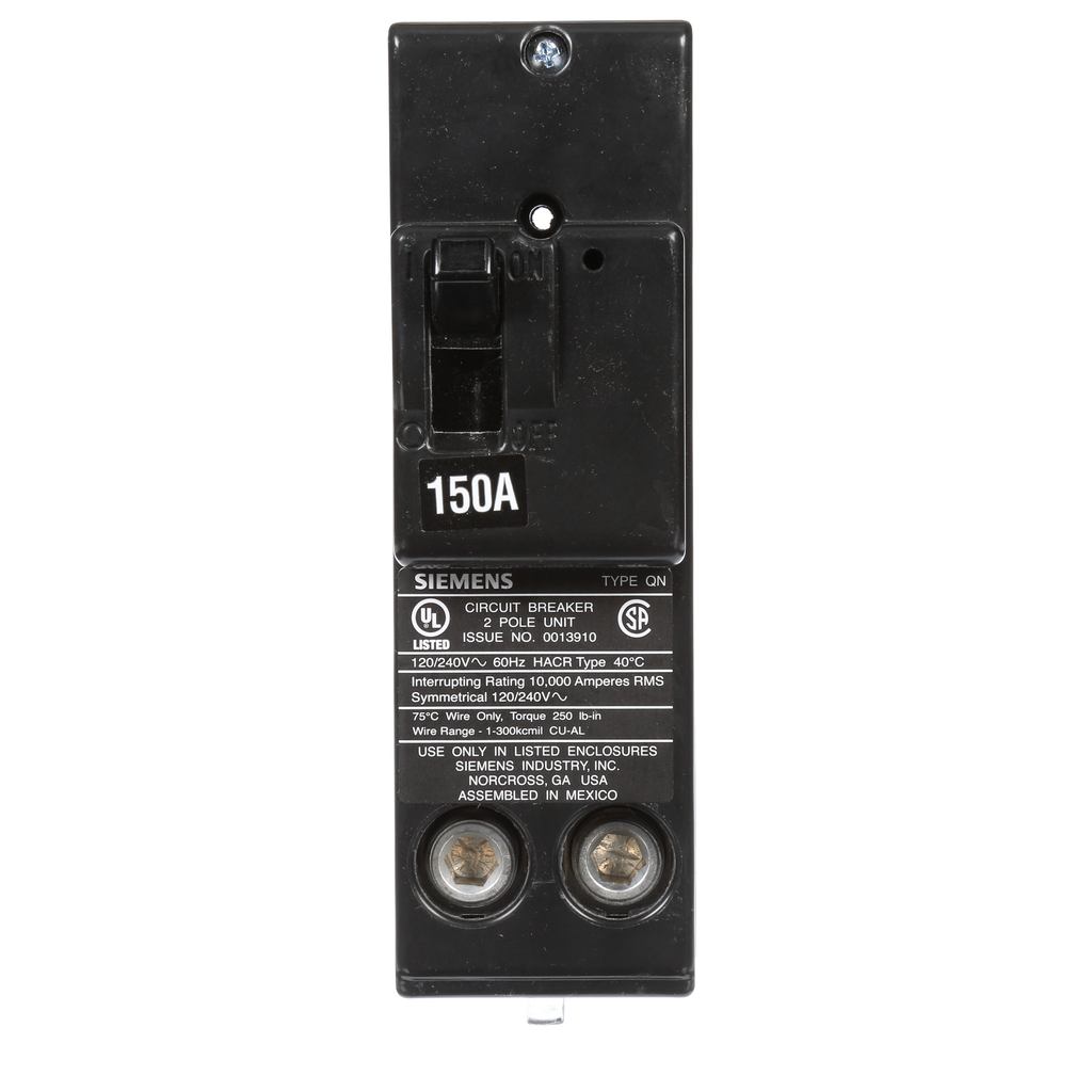 Siemens Industry QN2150 2-Pole 150 Amp 120/240 Volt 10 K Circuit Breaker Siemens Industry QN2150 2-Pole 150 Amp 120/240 Volt 10 K Circuit Breaker